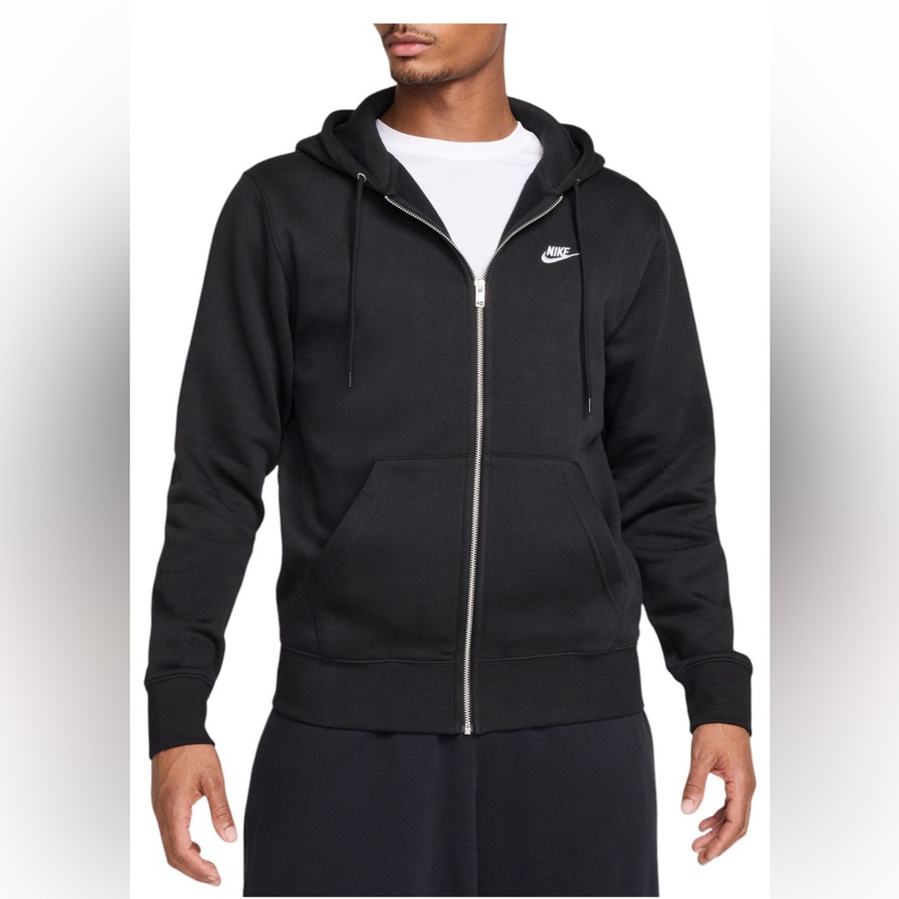 NWT Nike Men’s Club Fleece Black Full-Zip Hoodie Medium